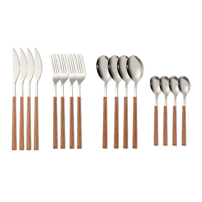 Stainless Steel Imitation Wooden Handle Cutlery Set