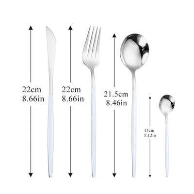Black Silver Fork Spoon Knife Stainless Steel Cutlery Set