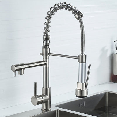 Spring Pull Down Kitchen Sink Faucet Water Filter