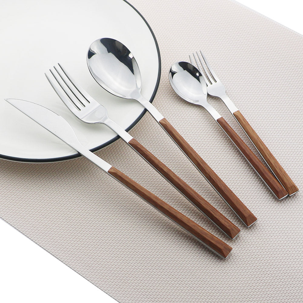 Imitation Wood Handle Cutlery Set