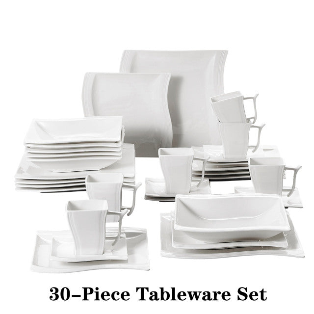 30/60 Piece White Porcelain Dinner Set