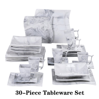 30/60PCS Marble Porcelain Dinnerware Set
