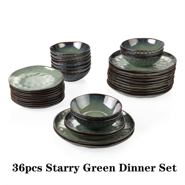 36-Piece Dinner Set Vintage Look Ceramic