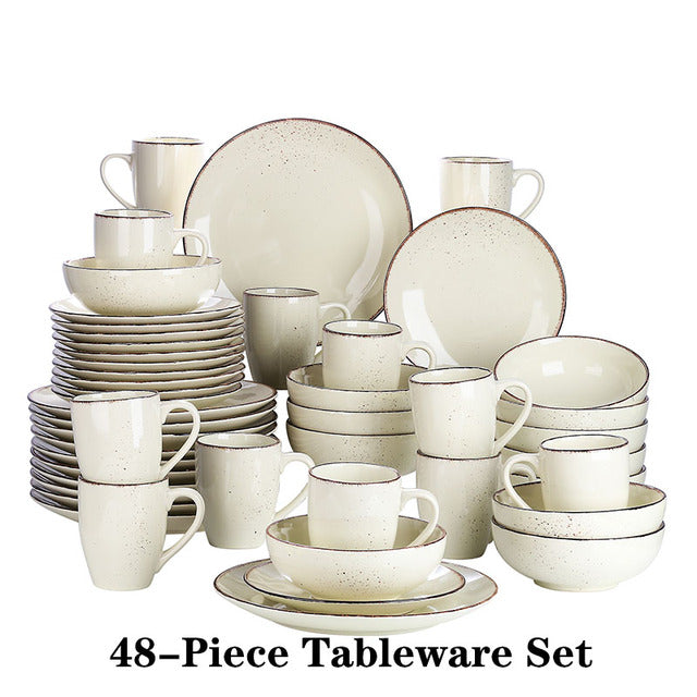 48-Piece Stoneware Ceramic Dinnerware Set